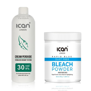 Cream Peroxide 30 Vol 9% 250ml + Rapid Blue Powder Bleach (jar) 80g Set image 0
