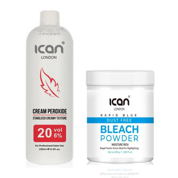 Cream Peroxide 20 Vol 6% 250ml + Rapid Blue Powder Bleach (jar)80g Set image 0