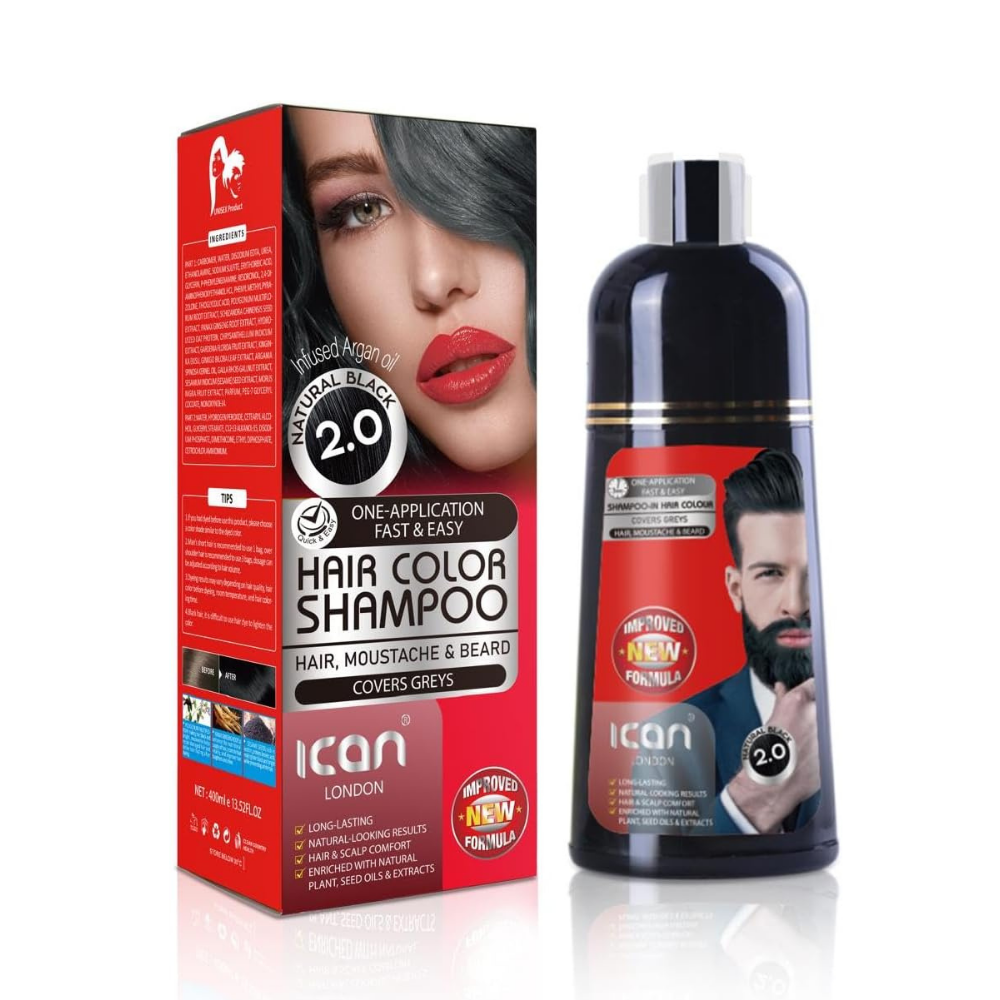 ican London Hair Color Shampoo – Natural Black  2.0 image 0