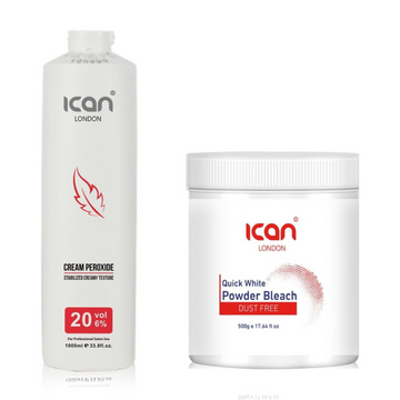 Cream Peroxide 20 Vol 6% 1000ml + White Powder Bleach (jar) 500g Set image 0