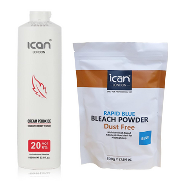 Cream Peroxide 20 Vol 6% 1000ml With Rapid Blue Powder Bleach Resealable Bag 500g Combo Set image 0