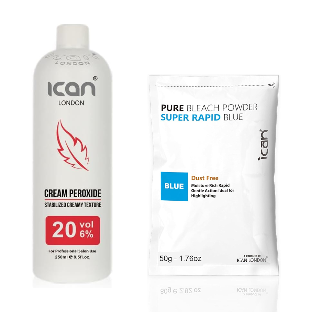 Cream Peroxide 20 Vol 6% 250ml + Rapid Blue Powder Bleach 80g Set image 0