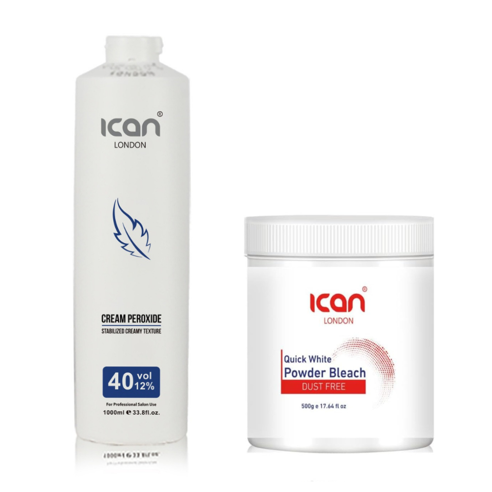 Cream Peroxide 40 Vol 12% 1000ml + White Powder Bleach (jar) 500g Set image 0