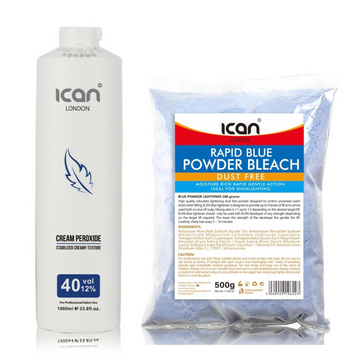 Cream Peroxide 40 Vol 12% 1000ml + Rapid Blue Powder Bleach 500g Combo Set image 0