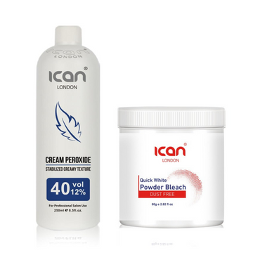 Cream Peroxide 40 Vol 12% 250ml + White Powder Bleach (jar) 80g Set image 0