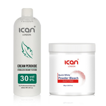Cream Peroxide 30 Vol 9% 250ml White Powder Bleach (jar) 80g Set image 0
