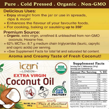 PURE & UNREFINED COCONUT OIL (448g) image 1