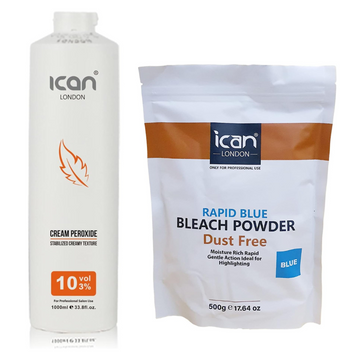 Cream Peroxide 10 Volume 3% 1000ml + Rapid Blue Powder Bleach Resealable Bag 500g Combo Set image 0