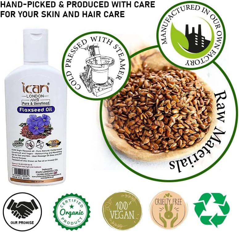 Pure & unrefined flaxseed oil 100ml image 1